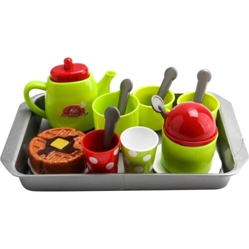 Children Pretend Play Restaura Toy Set, Tea Set DIY Kettle Cup Toy Set,Kid Kitchen Game 16 PCS (Random Color of Teapot)