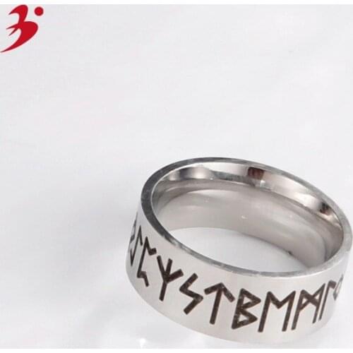 Dongmanli Punk Fashion Style Antique Retro Male Jewelry Viking Ring Female Black Amulet Vintage Norse Rune Rings For Women