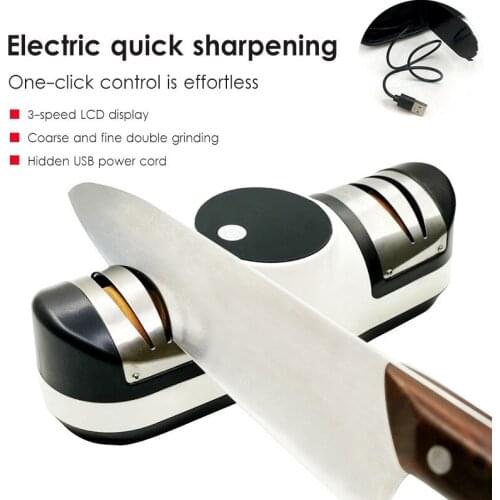 USB Electric Knife Sharpener Adjustable For Kitchen Knives Tool Knife Scissor Sharpening Double Head Fine Grinding Blade Tools