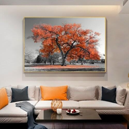 Nordic Visual Art Tree Canvas Wall Painting Autumn Park Landscape Poster and Prints Wall Art Picture for Living Room Home Decor
