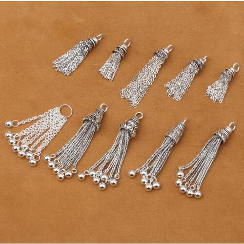 100% 925 Silver Tassel DIY Bracelet Tassel Pure Silver Jewelry Tassel