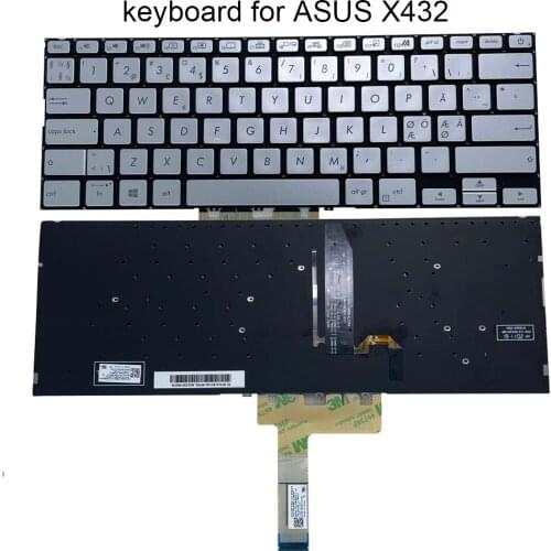 Norway Keyboard Nordic backlight keyboards for ASUS X432 S432 X432FA X432FL S432FA S432FL laptop replacement part 0KNB0 262RND00