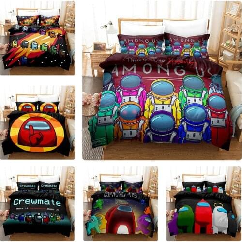 Among Bedding US 3D Printed Bedding Set Astronaut Duvet Cover Queen Twin Size for Bedroom Decor