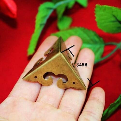 Brass Corner,Luggage Case Box Corner Brackets Decorative Corner For Furniture Decoration Triangular Corners,Bronze Tone 34mm,1PC