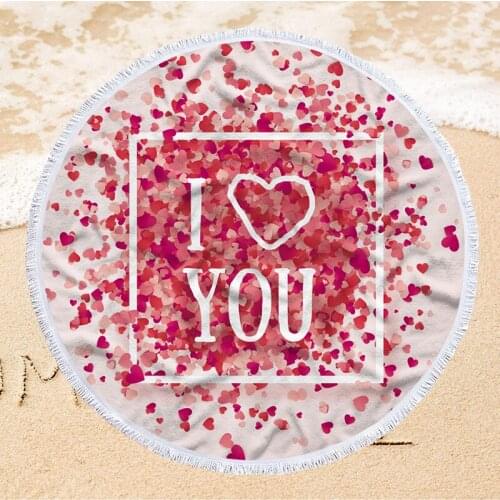 Love Heart Printing Summer Beach Towel Portable Outdoor Swimming Bath Towel Ladies Girls Women Travel Beach Towel