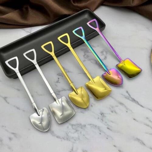 Spoon Creative Portable Wear-resistant Coffee Spoon Retro Iron Shovel Ice Cream Teaspoon for Kitchen Tableware Bar Tool