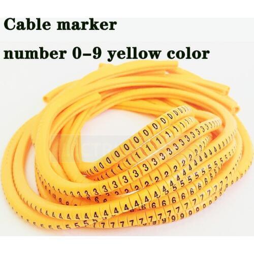 PVC cable marker EC-0 EC-1 Cable Wire Marker Number 0 to 9 Cable Size 1.5 sqmm yellow color PVC cable markers insulation marker