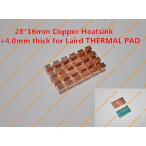 28*16mm Copper Heatsink+4.0mm thick for Laird THERMAL PAD Pure Copper MINI PCI-E Interface laptop Wireless Network Card HeatSink