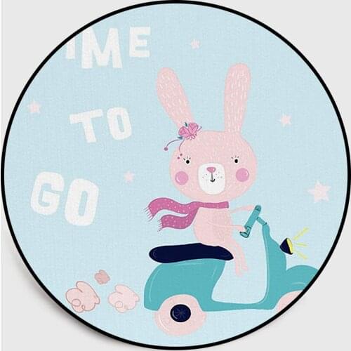 Cute cartoon bunny childrens room non-slip round small floor mats floor mats bedroom living room home decoration