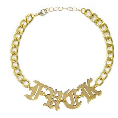 Fashion Neo-Gothic Gold Color Letter Necklace For Women Collar Collier Femme Choker Necklace Acrylic Hip hop Jewelry N18014