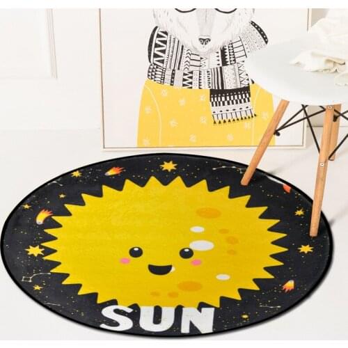 Cartoon Planet Round Carpet Bedroom Children Livingroom area rug Climbing Mat Bed Carpet Mars Sun Star Parlor Mat tapete