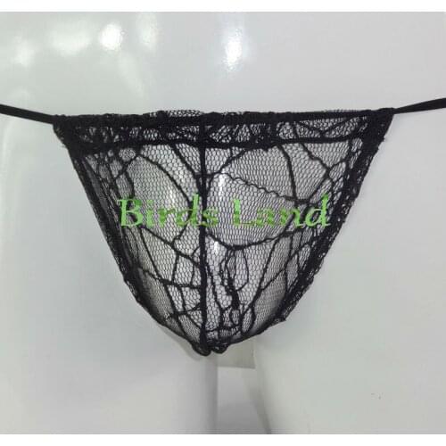 Mens adjustable pouch string thong Low Rise big poly net G3259
