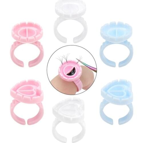 100pcs False Eyelashes Blooming Cups Eyelash Extension Round Hear Colorful Planting Grafting Rapid Bloom Sun Flower Glue Cup