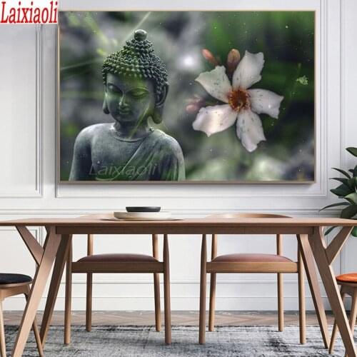 New Design Buddha Statue With Flower Modern Artworks DIY Diamond Painting diamond Embroidery 5d mosaic cross stitch room decor