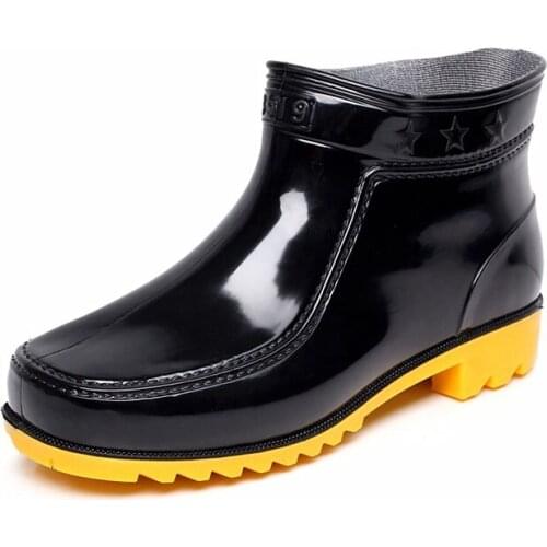 Autumn Fashion Men Low Rain Boots Casual PVC Non-slip Water Shoes Waterproof Wear-resistant Work Rubber Shoes Soft Rainboots