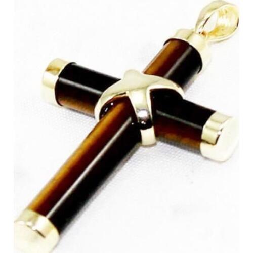 Free shipping Fashion Charm African Roar Tiger Eye Cross Pendant Necklace 17