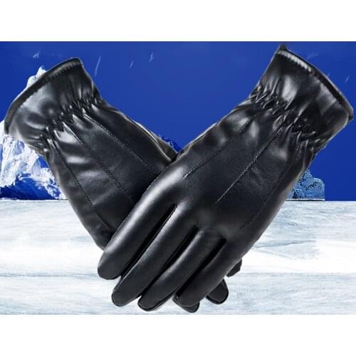 Women Winter PU Leather Gloves Touch Screen Gloves Women Gloves Waterproof Thicken Warm Black luvas motociclismo Fleece guantes