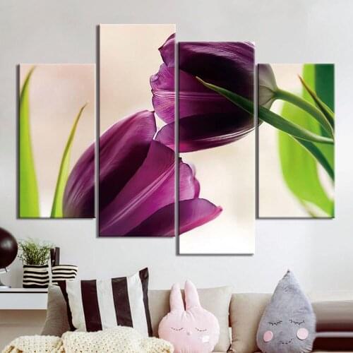 4 Piece Posters and Prints Wall Art Canvas Painting Decorative Abstract flower Picture Modern Home Decor