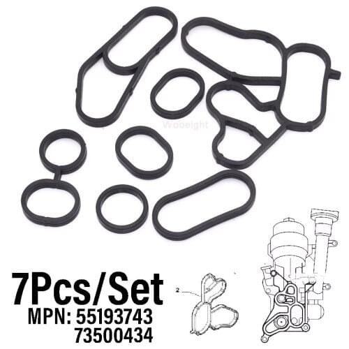 Wooeight 7x Gasket Fit for Opel Vauxhall Alfa Fiat NEMO DOBLO FIORINO GRANDE PUNTO Suzuki 55193743 73500434 5650366 55210712