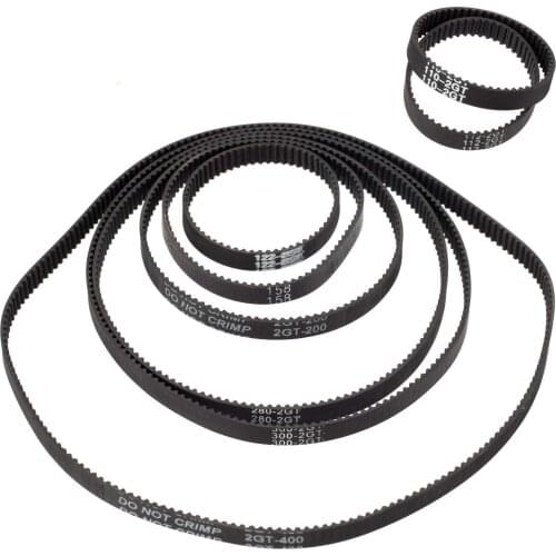 8 pcs 3D Printer Timing Belt Black Closed Loop Rubber Belt 2GT-6, Length 110mm112mm122mm158mm200mm280mm 300mm 400mm, Width 6mm