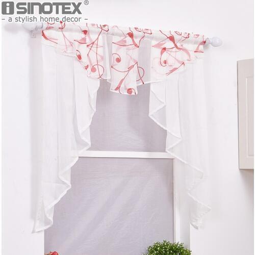 Window Treatment Voile Roman Curtain Cafe Curtain Pastoral Leaves Decoration Home Living Room Home Textile 3 Colors 5 Sizes 1PCS