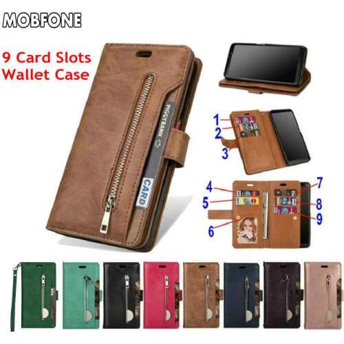 A12 A52 A72 A32 S21 FE Case Luxury Zipper Leather for Samsung Galaxy A7 A750 A6 plus 2018 Folio Wallet Flip Cover J4 PLUS J6 J8