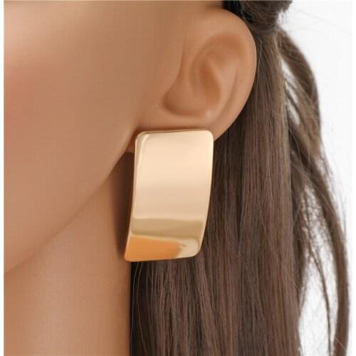 Earrings 2021 Trend Fashion Glossy Stud Earrings Gold Simple Square Earrings for Women High Quality Daily Fine Jewelry X18