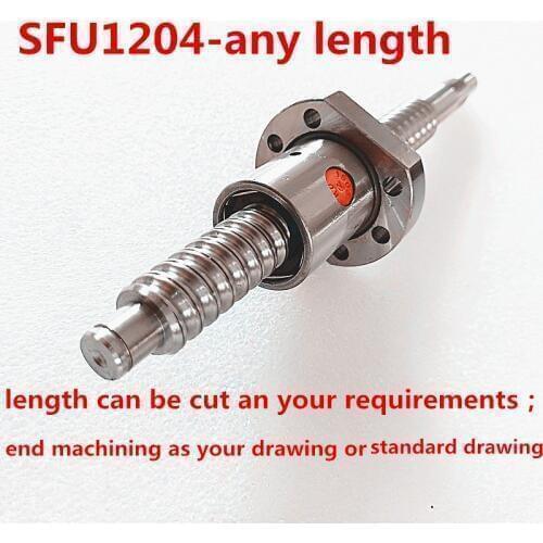 12mm ballscrew SFU1204 L150 165 200 250 300mm cold rolled C7 ball screw with BK10BF10 end machining and ball nut cnc z axis part