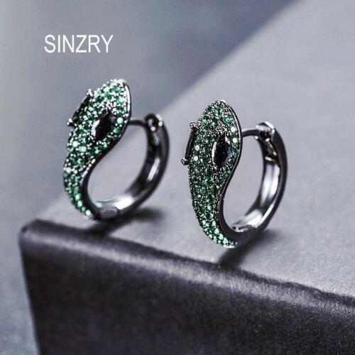 SINZRY Unique design jewelry Cubic zirconia dazlling snake shape Stud earrings CZ cute fashion earrings for women
