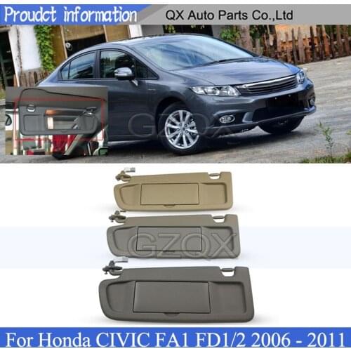 CAPQX Sun Shield Overhead Console Interior Sunvisor With Mirror with light For Honda CIVIC FA1 FD1/2 2006 - 2011