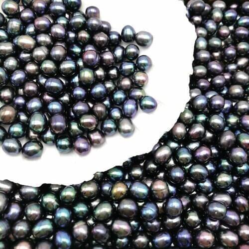 Loose Freshwater Natural Black Color Akoya Oyster Pearls, Rice Shape Pearls AA Pearl Grade 100pcs per lot