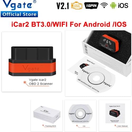 Vgate iCar2 car Diagnostic OBD OBD2 ELM327 wifi Scanner Auto Tool Bluetooth iCar 2 Elm 327 v2.1 odb2 Code reader PK elm327 V1.5