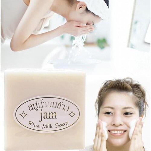 60g Thailand Jasmine Rice Hand Soap Vitamin Handmade Collagen Rice Milk Soap Bleaching Agents Acne Soap Skin Whitening Bathing