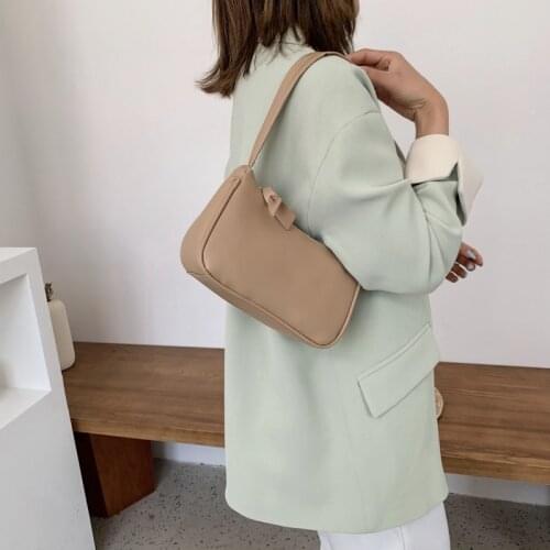 Soft PU Leather Women Purple Underarm Bag Retro Solid Color Ladies Baguette Handbags Fashion Design Girls Small Shoulder Bags