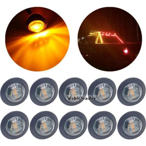 10PCS 12V Waterproof Smoke Round Trailer Side Marker Lights Yellow White Red For Trucks Clearance Lights Truck Turn Signal Lamp