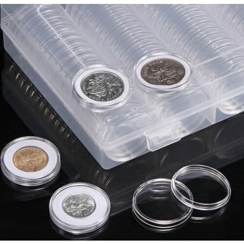 100pcs/Set Diameter 30mmPlastic Clear Capsule Collection 16/20/25/27/30/38/46 Coin Storage Box Crafts Containers Storage New