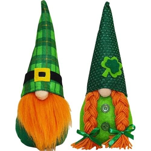 30cm St. Patricks Day Faceless Doll Irish Green Clover Faceless Doll Decoration Tomte Gnome Room Decor Irish Lucky Elf Plushie
