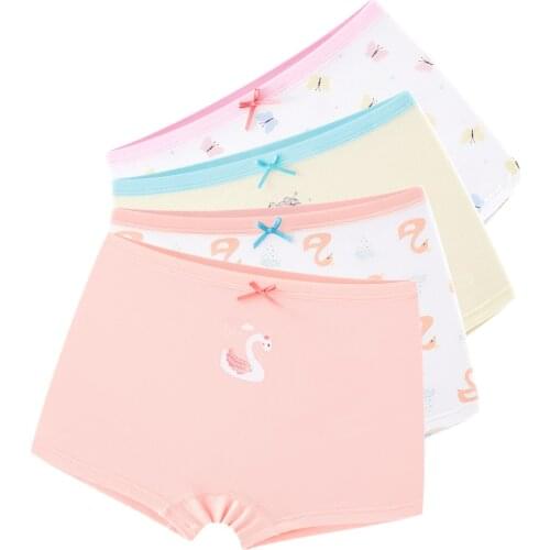 4pcs Plaid Underwear Girls Briefs 4 Season Blue Black Soft Girlss Underpanties 12 13 14 15 16 17 Years Kids Clothes OWU203003