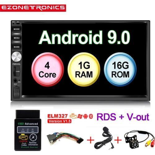 2Din Android9.0 Car Radio Stereo 7inch Universal Car Player GPS Navigation Wifi RDS Bluetooth USB Radio Audio Player No DVD OBD2
