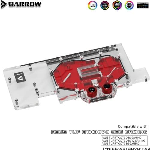Barrow LRC2.0 full coverage GPU Water Block for ASUS TUF 3070 Aurora,5V ARGB GPU Cooler,BS-AST3070-PA