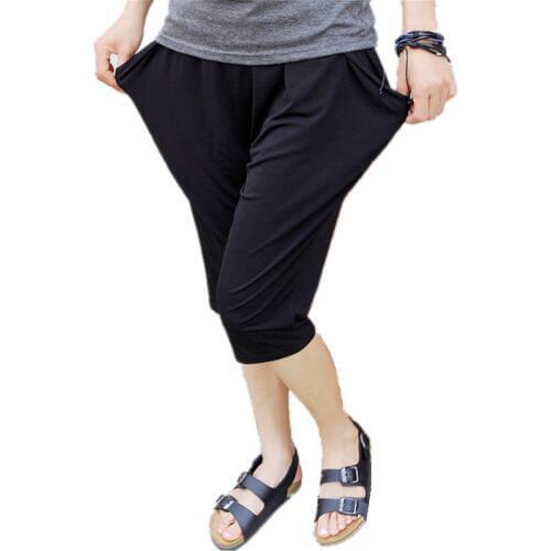Harem Pants Womens Summer Large Size Elastic Waist Big Pocket Bermuda Breeches Plus Size 5x 6xl Loose Mom Capris Trousers