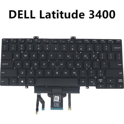 US keyboard for Dell latitude 7400 3400 5400 5401 US English black with Trackpoint backlit 03J9FC PK132FB2A00 3J9FC CN-03J9FC