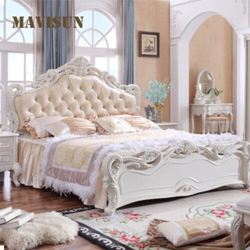 European Style Double Master Bedroom Minimalist Princess Bed Solid Wood Wedding Bed Modern And Simple Household Furniture
