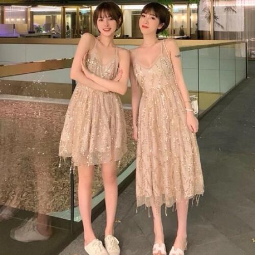 Fashion bling dresses women dresses party dresses backless dinner clothing dignity and elegant suspenders Presenter dresses