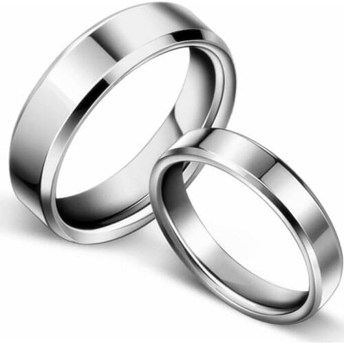 MANGOPIE4mm 6mm 8mm Bright Polish Gold Titanium Ring For Men and Women Couple Ring