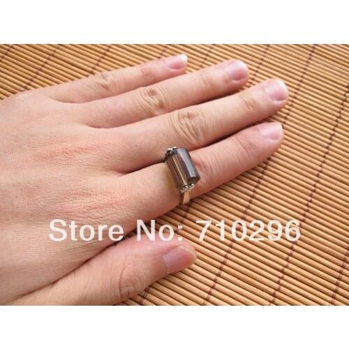 Mystic!Gem Stone Ring Natural Smok y Quartz Ring Smok y crytal ring jewelry 5pcs/lot
