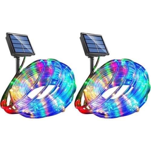 Outdoor Solar LED Light String 12M Waterproof 8 Modes Color Copper Wire Tube Strip Fairy Light Christmas Decorative Home Lawn