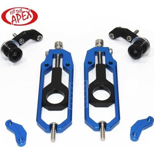 Motorcycle Chain Tensioners Catena Axle Spindle Parts Adjuster kit for Yamaha YZF-R1 2006 R1 With Paddock Bobbins CNC Aluminium