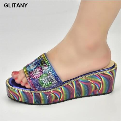 Latest African Women Wedding Shoes Decorated with Rhinestone Luxery Shoes Women Pump Heels Wedding Shoes Bride Party Pumps