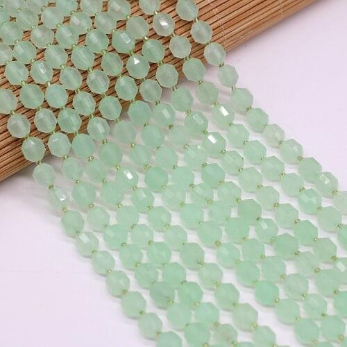 New Natural Faceted Stone Chrysoprase 8mm Irregural Shapen Loose Beads for Making Jewelry Necklace Length 38cm